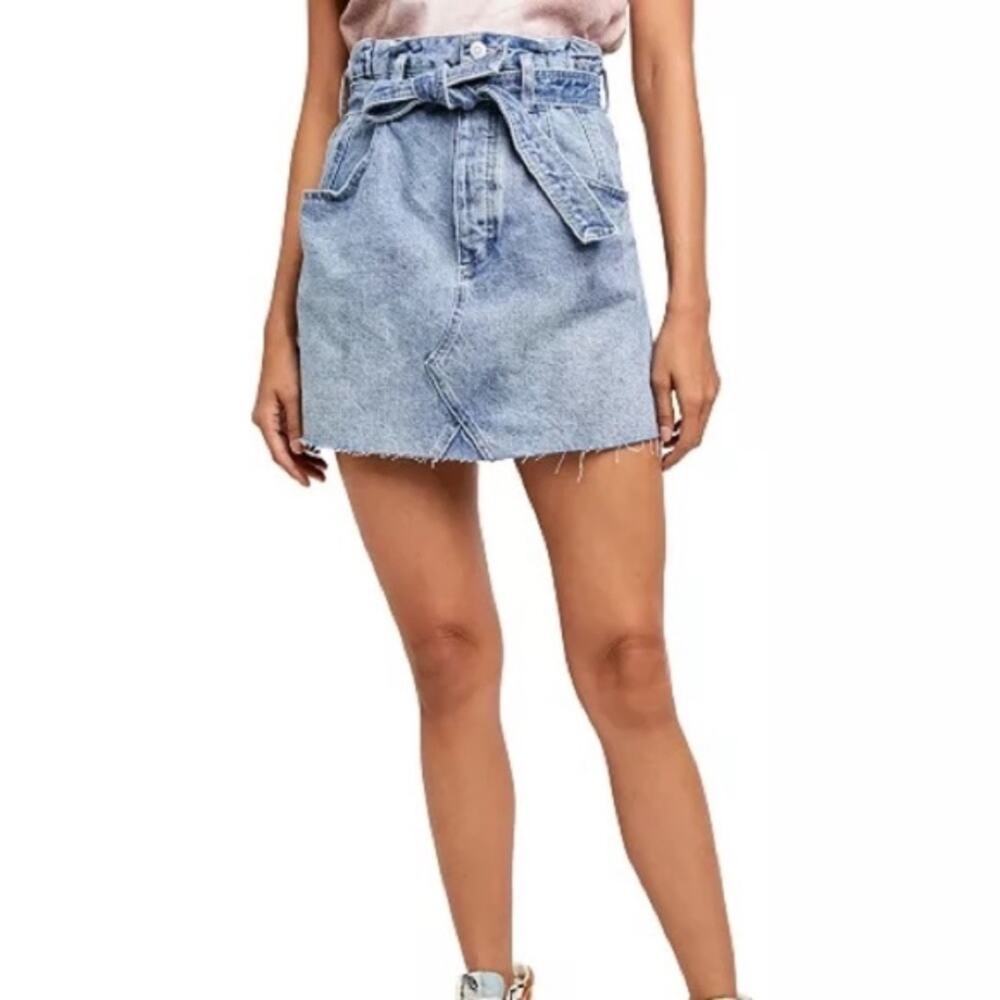 NWT! Free People East of Eden Paper Bag Jean Skirt Size 24